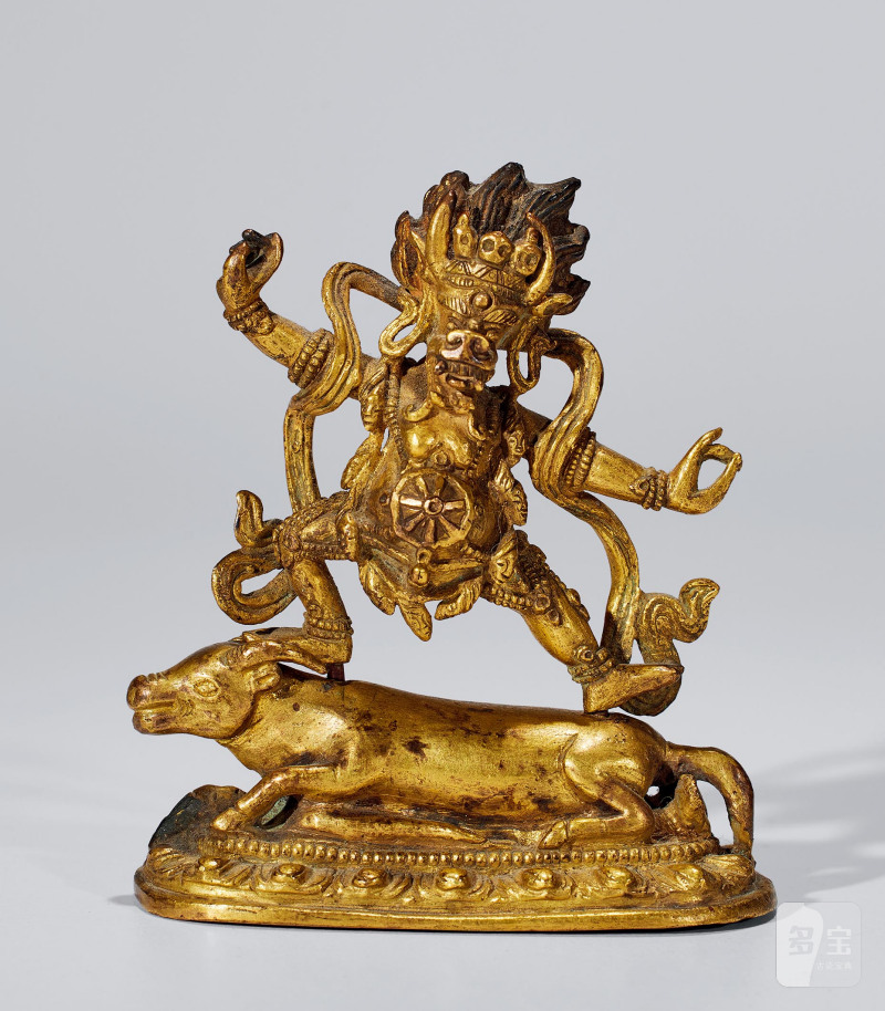 清  铜鎏金阎魔敌造像